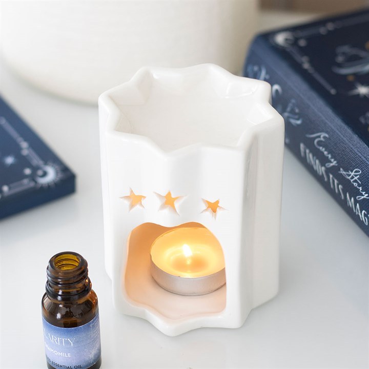 White Star Oil Burner - Ceramic Star Cut Design