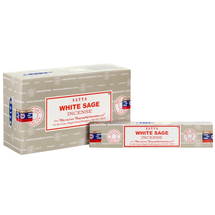 Set of 12 White Sage Incense Sticks by Satya