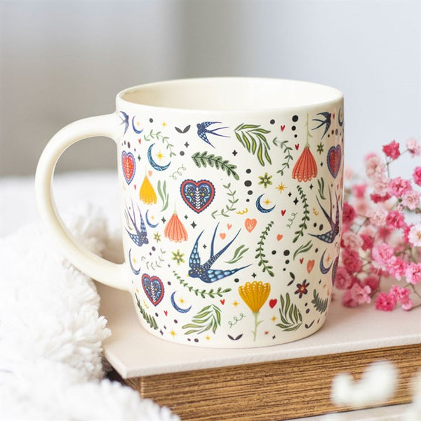 Cream Midnight Bloom Print Mug 350ml