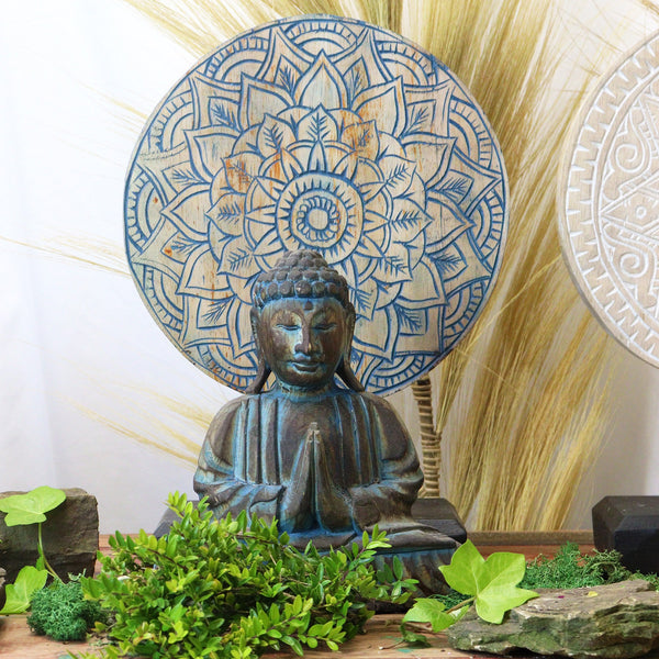 Buddha Feng Shui Set with Blue Flower Mandala