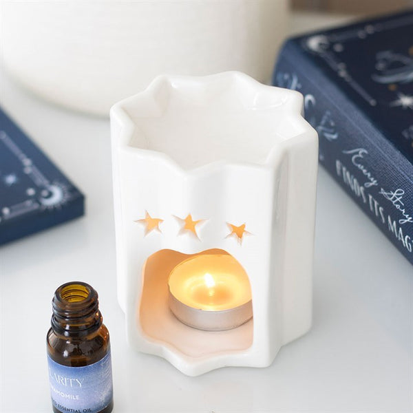White Star Oil Burner - Ceramic Star Cut Design