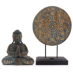 Buddha Feng Shui Set with Blue Flower Mandala