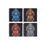 Set of 4 Buddha Head Wall Art Panels