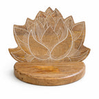 Hand-Carved Lotus Wall Shelf – Whitewashed Mango Wood