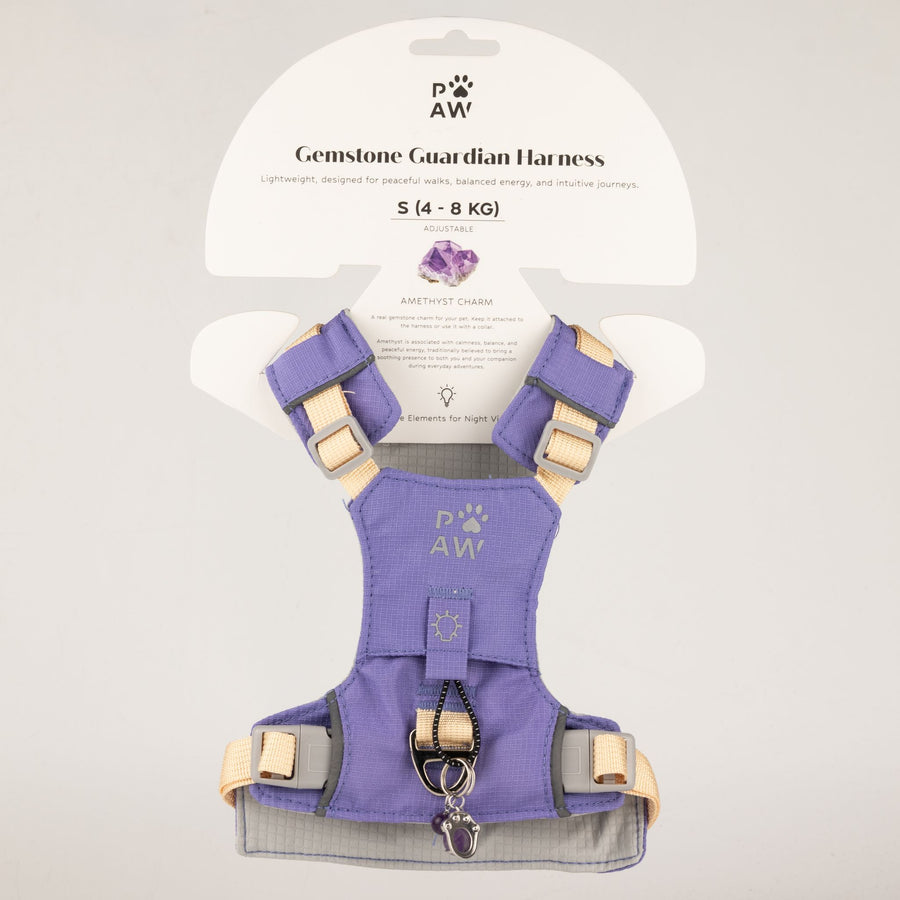 PAW - S (4-8Kg) Dog Step-in Guardian Harness with Reflective Mesh - Lavender - Amethyst Charm